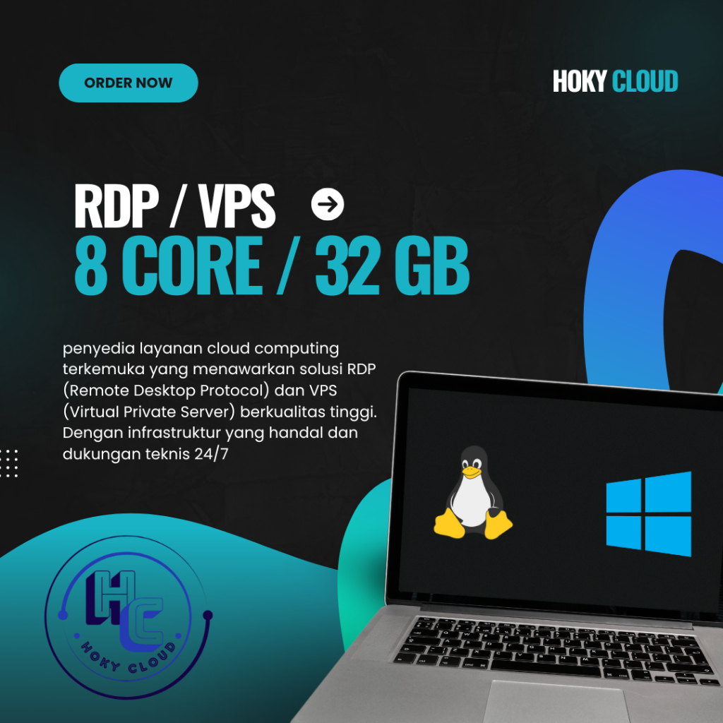 RDP VPS 8 CORE 32 GB RAM ANTI SUSPEND BISA DIPERPANJANG - HOKY CLOUD