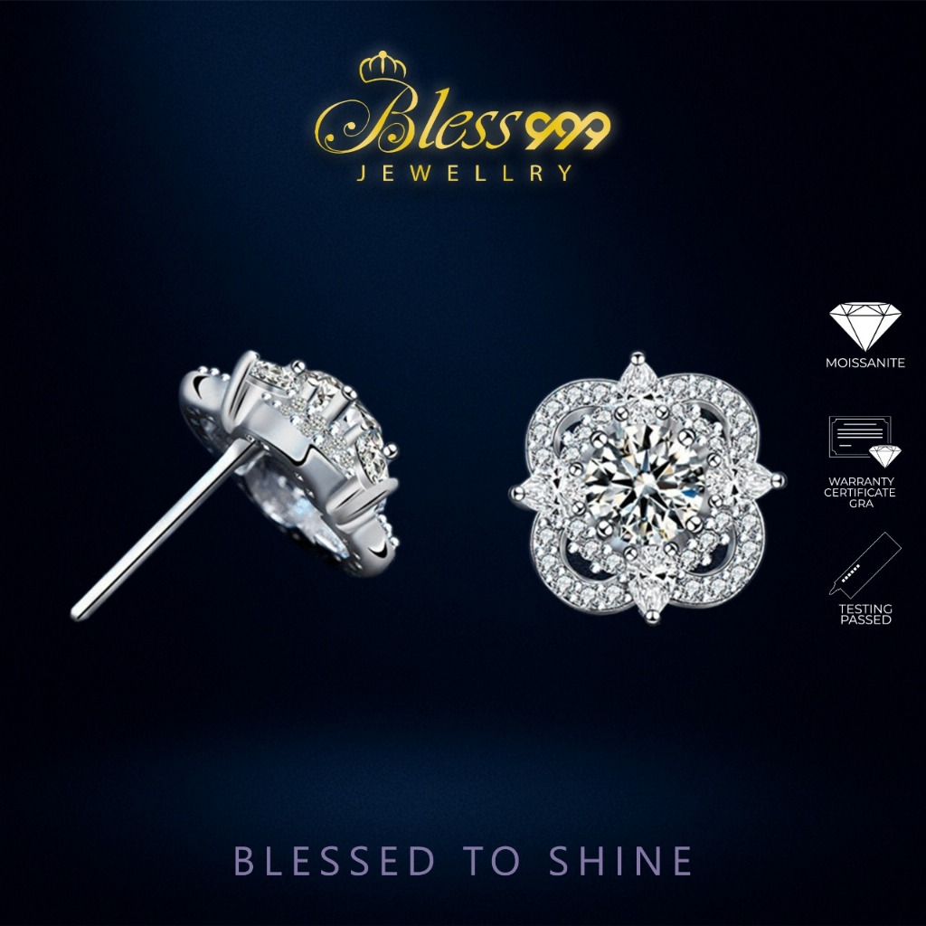 Anting / Earrings Luxe Moissanite Sertifikat GRA original