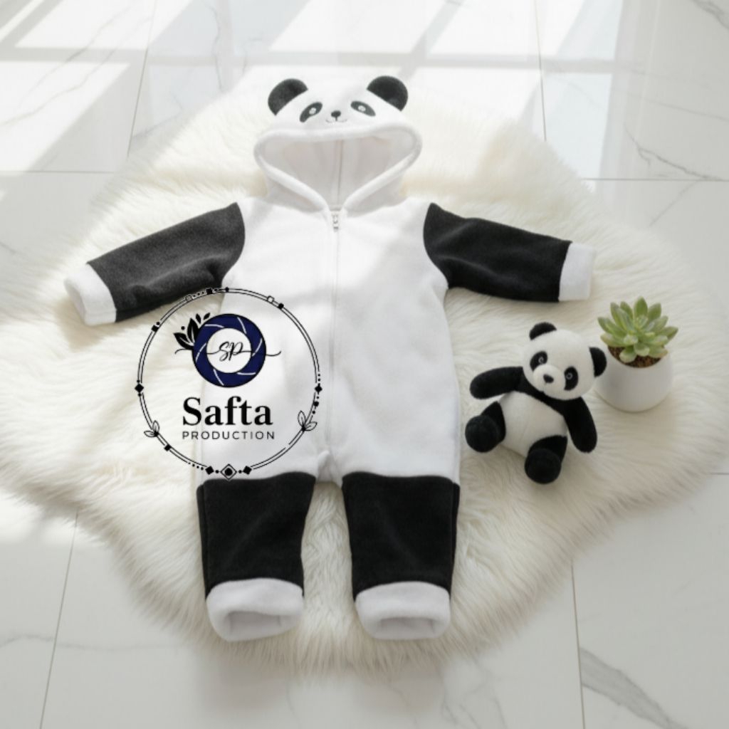 Sleepsuit/bodysuit bayi bulu panda laki-laki dan perempuan, jumper/jumpsuit jaket baju bayi bulu han
