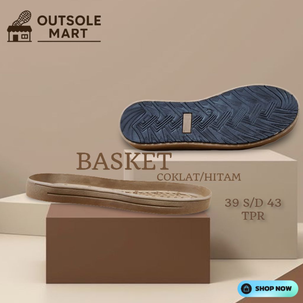 Outsole Sepatu Basket | Sol Sepatu Coklat Hitam TPR Size 39–43