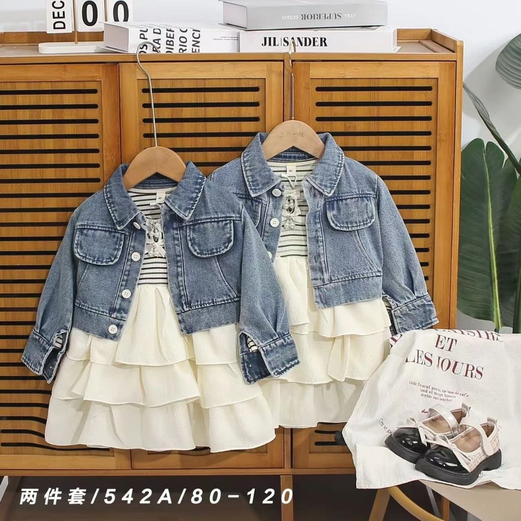 DRESS ANAK Import 2IN1 JEANS Fashion Anak perempuan Usia 0-5tahun Fashion
