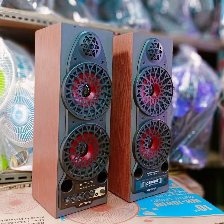 SPEAKER BLUETOOTH OPTIMA/SUBWOFER/USB/FLASHDISK/KARAOKE/tanpa dus