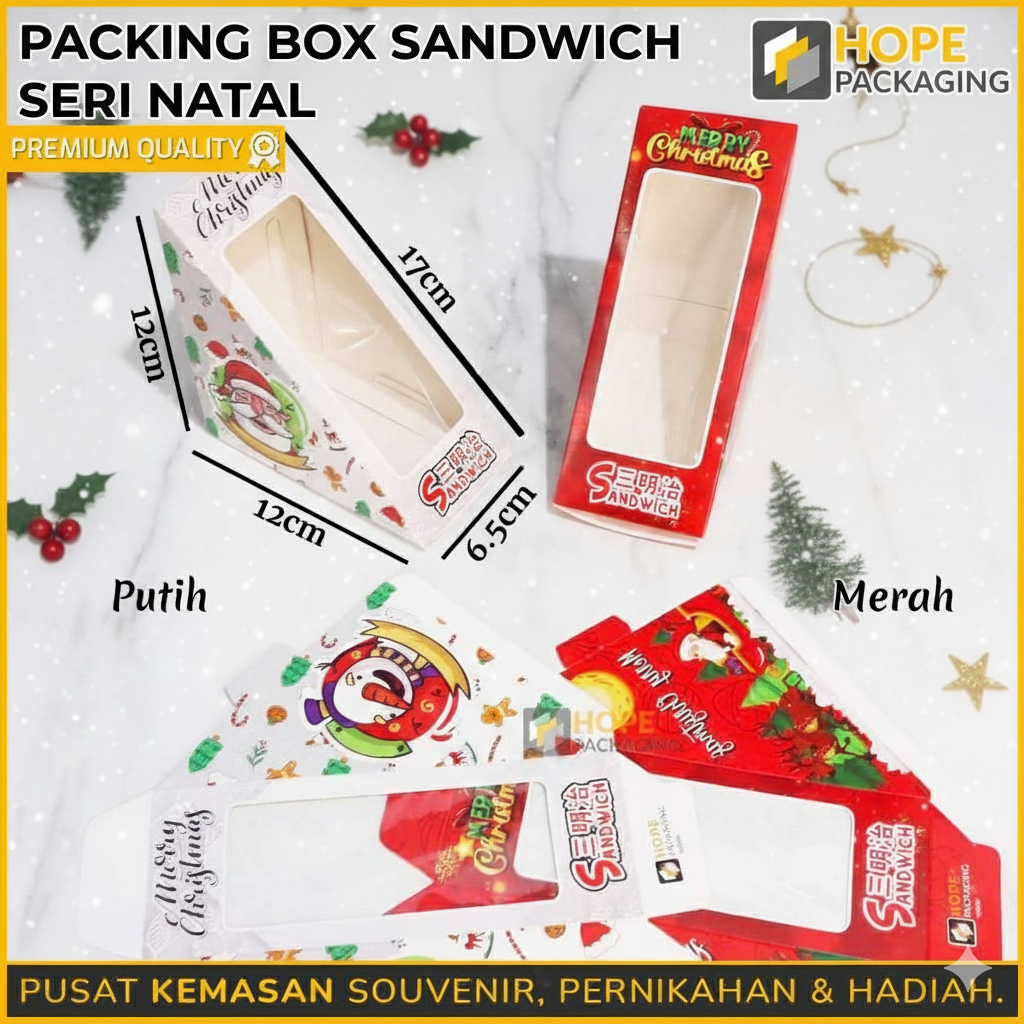 Box Sandwich Natal/ Plastik Sandwich Segitiga/ Box Roti Sandwich/ Kemasan Roti Slice Segitiga/ Kotak