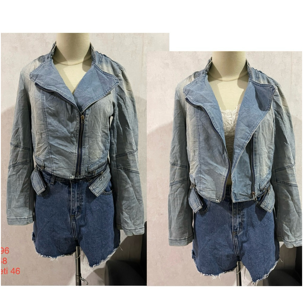 Jaket jeans jaket denim model ramones wanita jaket motor jaket zipper size M