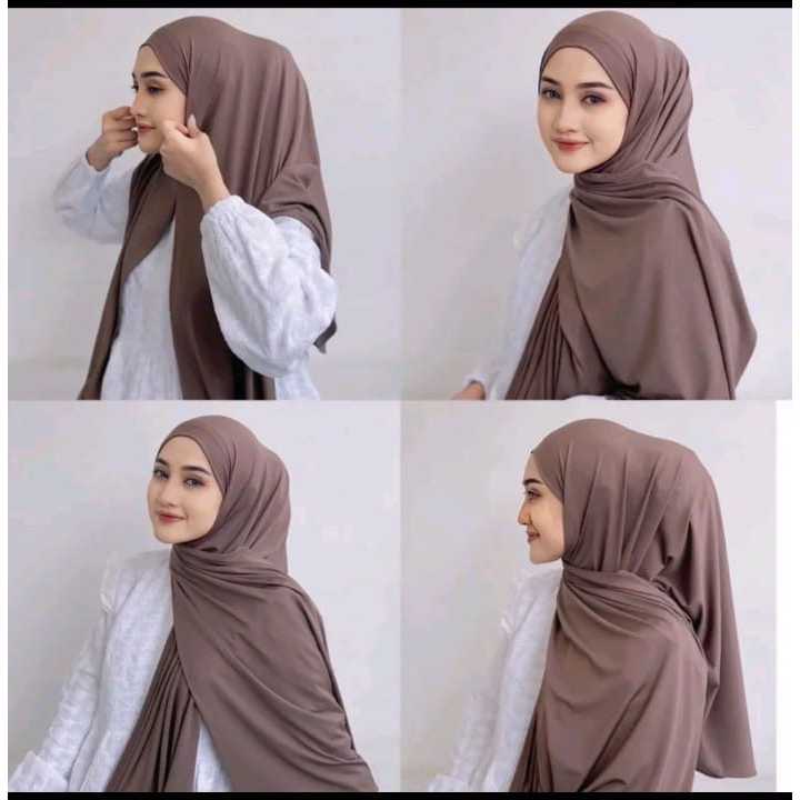hijab pashmina instan mleyot jersy/jilbab mleyot instan 180x60cm