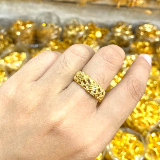 Cincin Wanita Jaring kuning Koin Lapis Mewah Cincin Simple Mewah