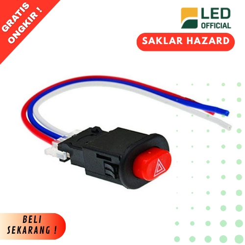 Saklar Tombol Lampu Hazard 3 Kabel Kaki Push Button Self Lock Switch