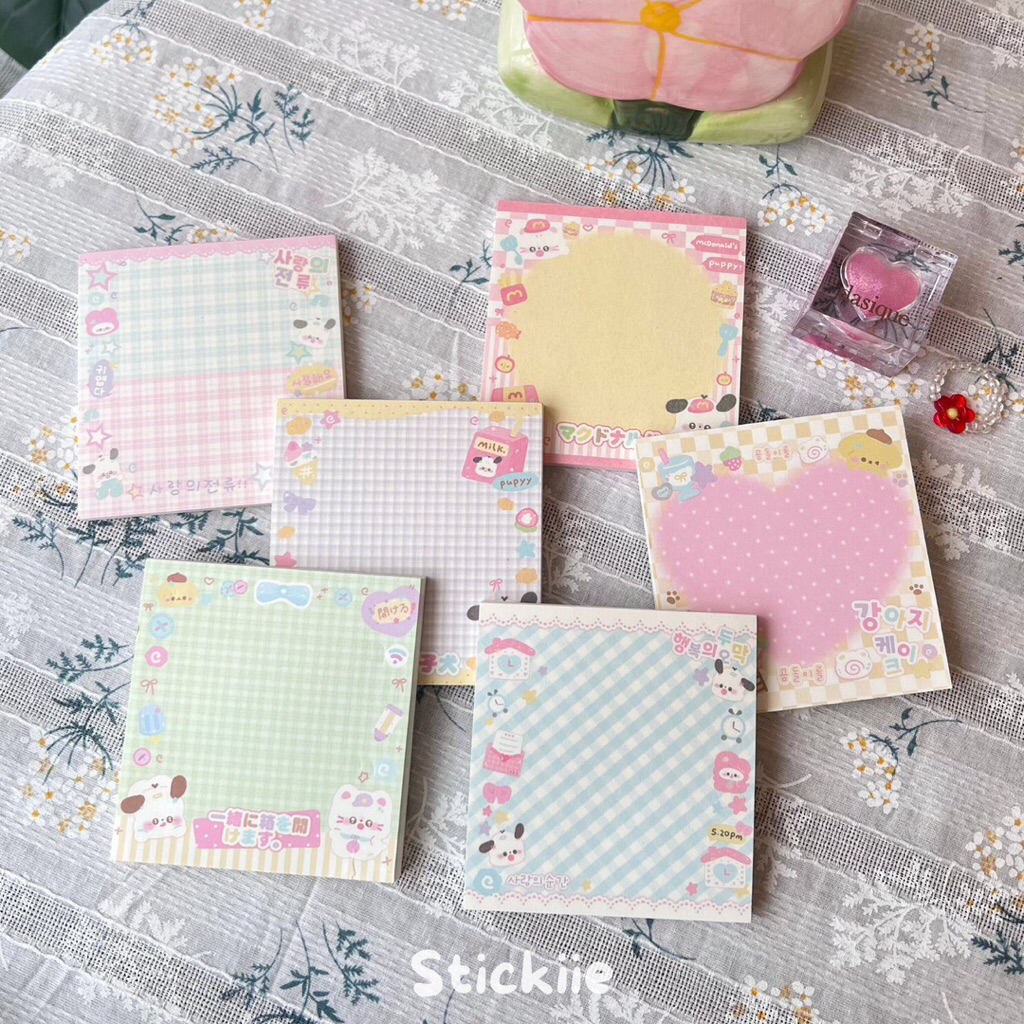 [STICKIIES] PUPPY NOTES - 50 Lembar Notes Lucu Aesthetic untuk Journal, Planner, Scrapbook, Diary