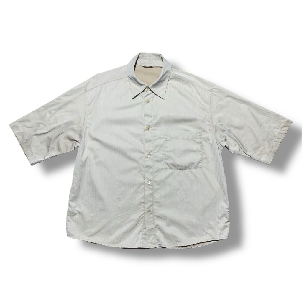 Auralee Short Sleeved Finx Herringbone Half 5 Cotton Beige Made In Japan