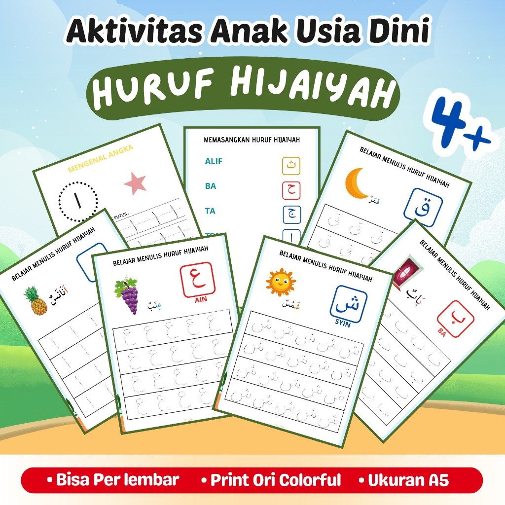 Pandai Menulis Huruf Hijaiyah Angka Arab Full Color untuk PAUD TK dan Pra SD