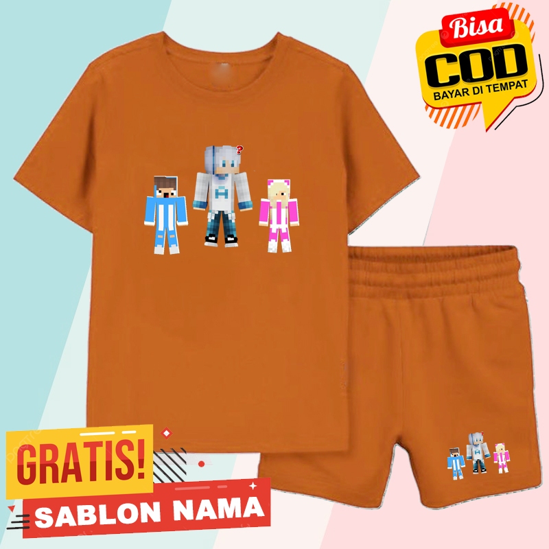 Stelan Kaos Anak Akudav Mipan Zuzuzu Minecraft / Baju Stelan Anak Laki Laki & Perempuan Akudav Mipan