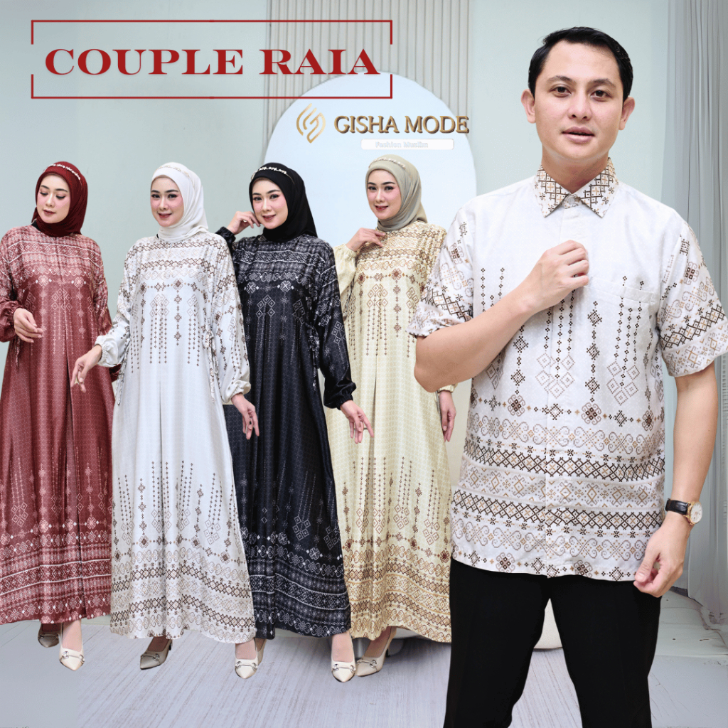 Gamis Couple RAIA Bahan Silk Premium Untuk Pesta Kondangan ukuran Jumbo Terbaru Etnik