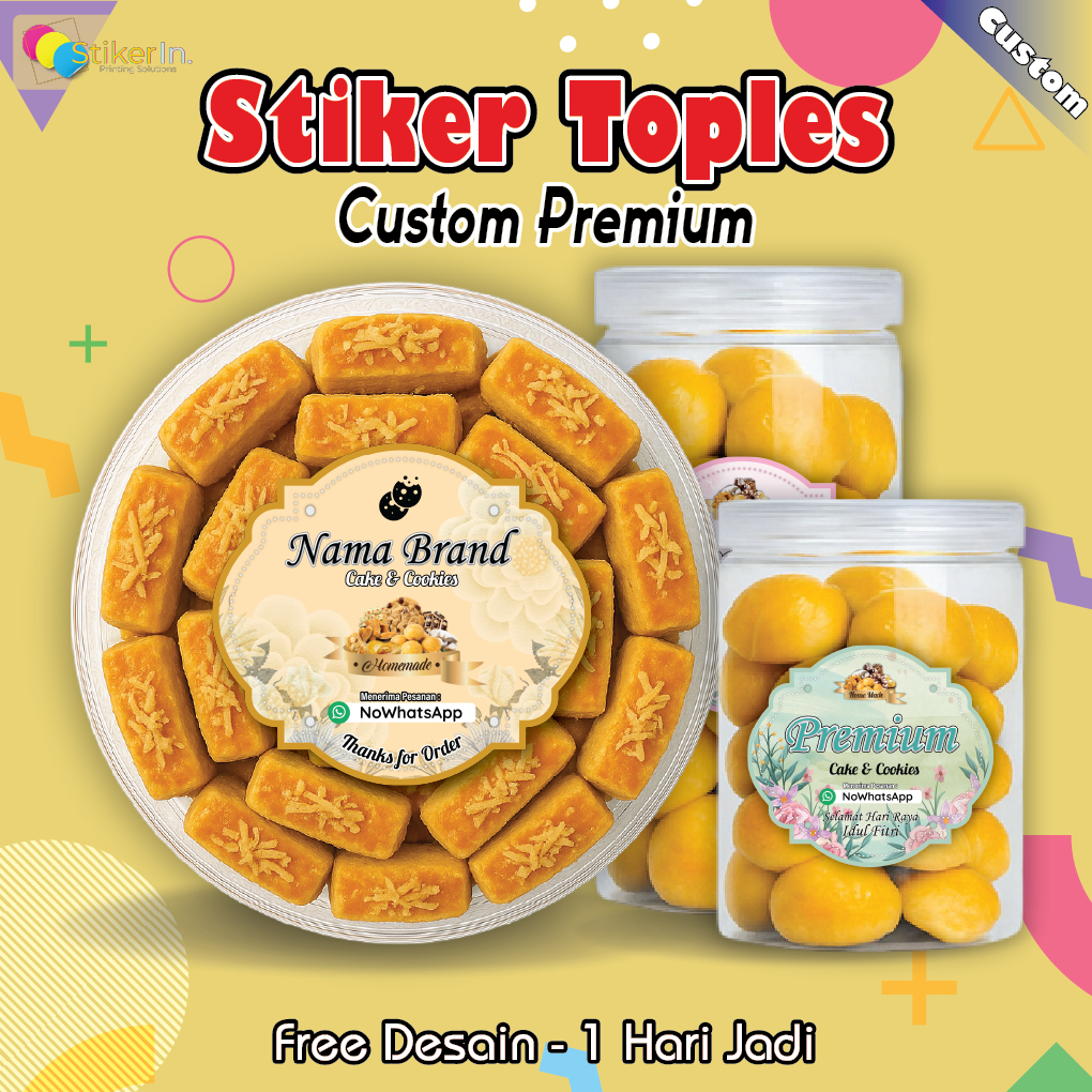 Stiker Toples Custom - Kue Kering Putri Salju Nastar Keju Homemade |  Free Desain & Cutting