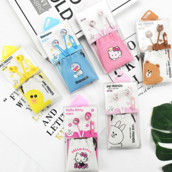 [XY-02] / [XY-04] Headset Earphone Motif Kartun Karakter Line Kitty Doraemon / Wadah Earphone Lucu