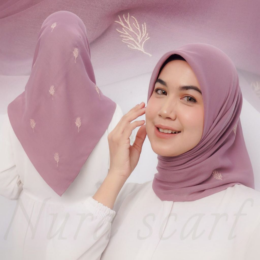 Hijab Segi Empat Paris Jadul Bordir Ranting||Jilbab Segi Empat Kekinian||Hijab Paris Premium Motif B
