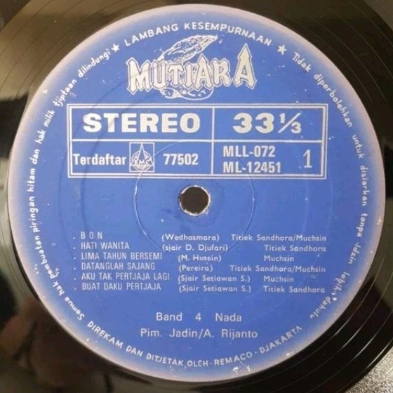 Vinyl Piringan Hitam 12 inch Band 4 Nada - Bon