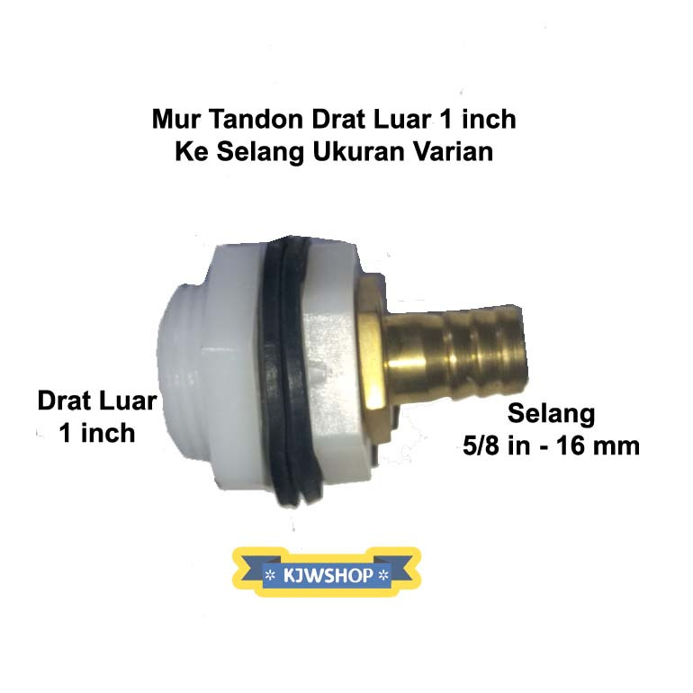 Watermur Mur Tandon Kran Air Tutup Pembuangan Tandon 1" x 3/4" Plastik Watermor Water Moor Tampung A