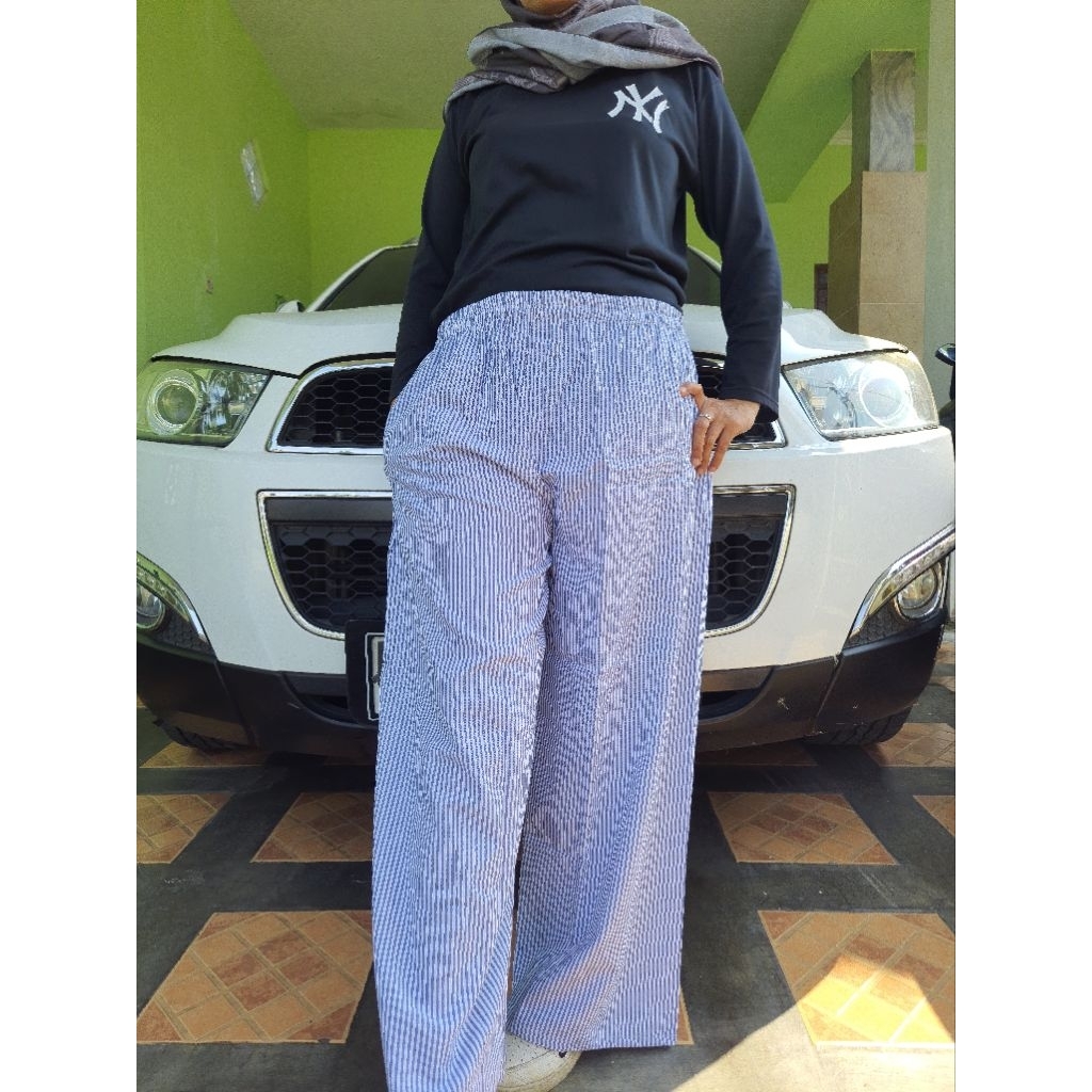 CELANA PANJANG KULOT Premium Rayon Motif Garis Adem Nyaman Elegant Santai