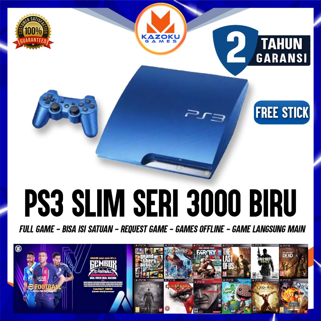PS3 PS 3 SLIM SONY PLAYSTATION OFW SERI 3000 160-500GB LIMITED 1 STIK OP