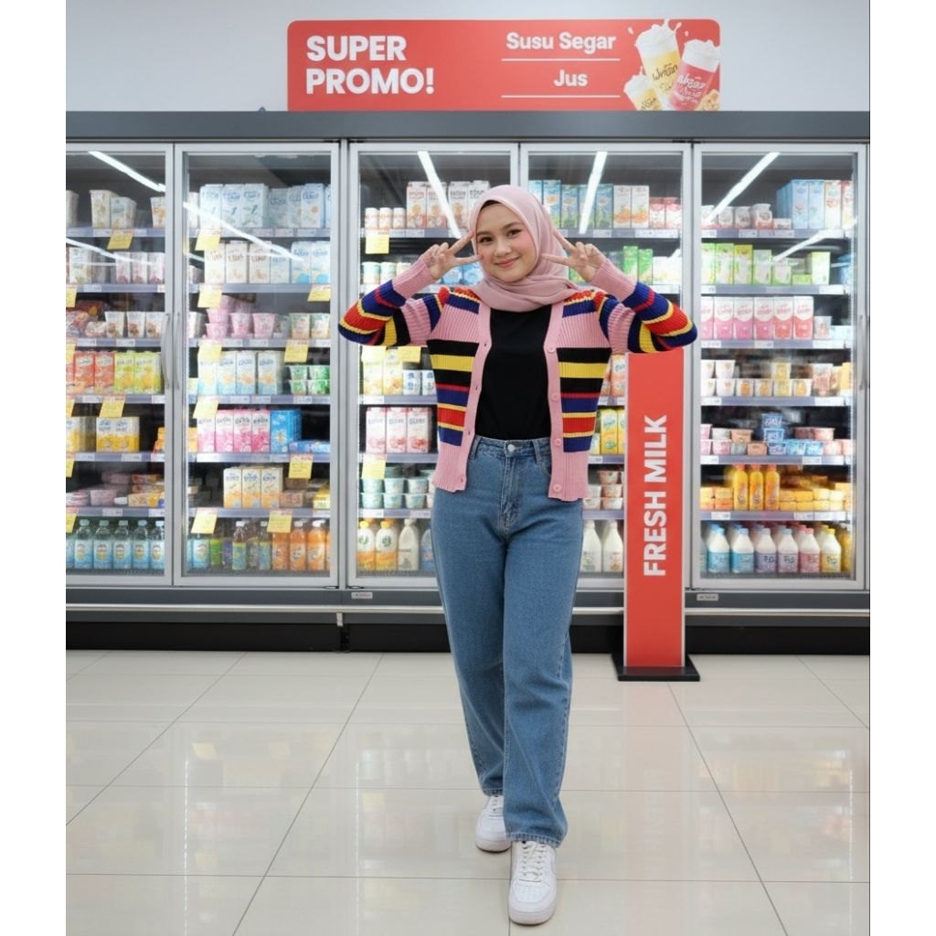 CARDIGAN RAJUT BAHAN LIDI-LIDI