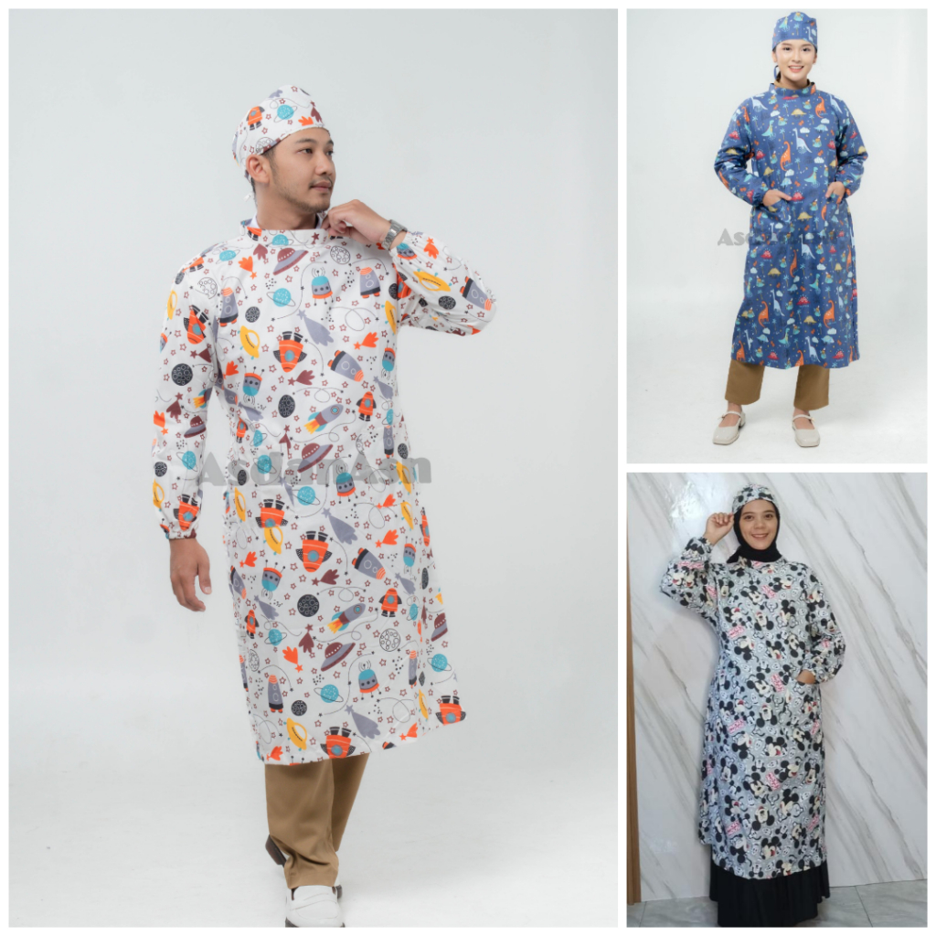 Surgical Gown Motif Lucu, Surgical Gown Motif Terbaru, Apron, Baju Jaga APD LUCU MURAH