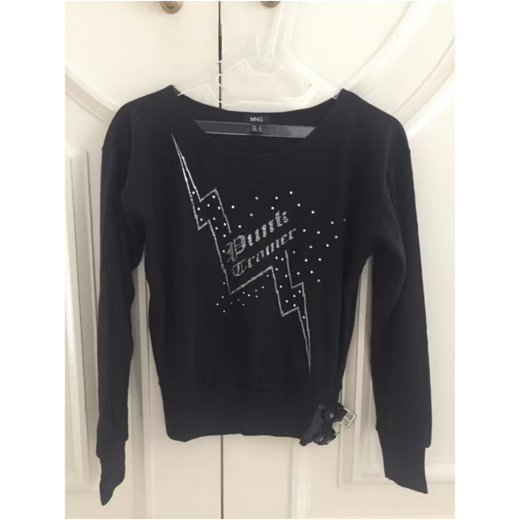 MANGO MNG original black longsleeve top baju wanita lengan panjang hitam