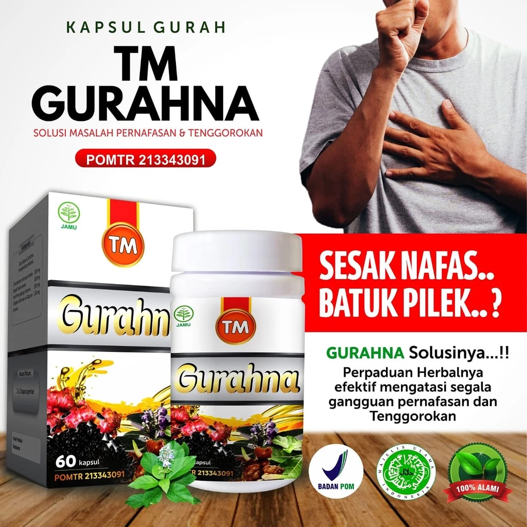 Kapsul Gurah GURAHNA Tasnim Batuk/Asma/Sinusitis/Tenggorokan 60 kapsul