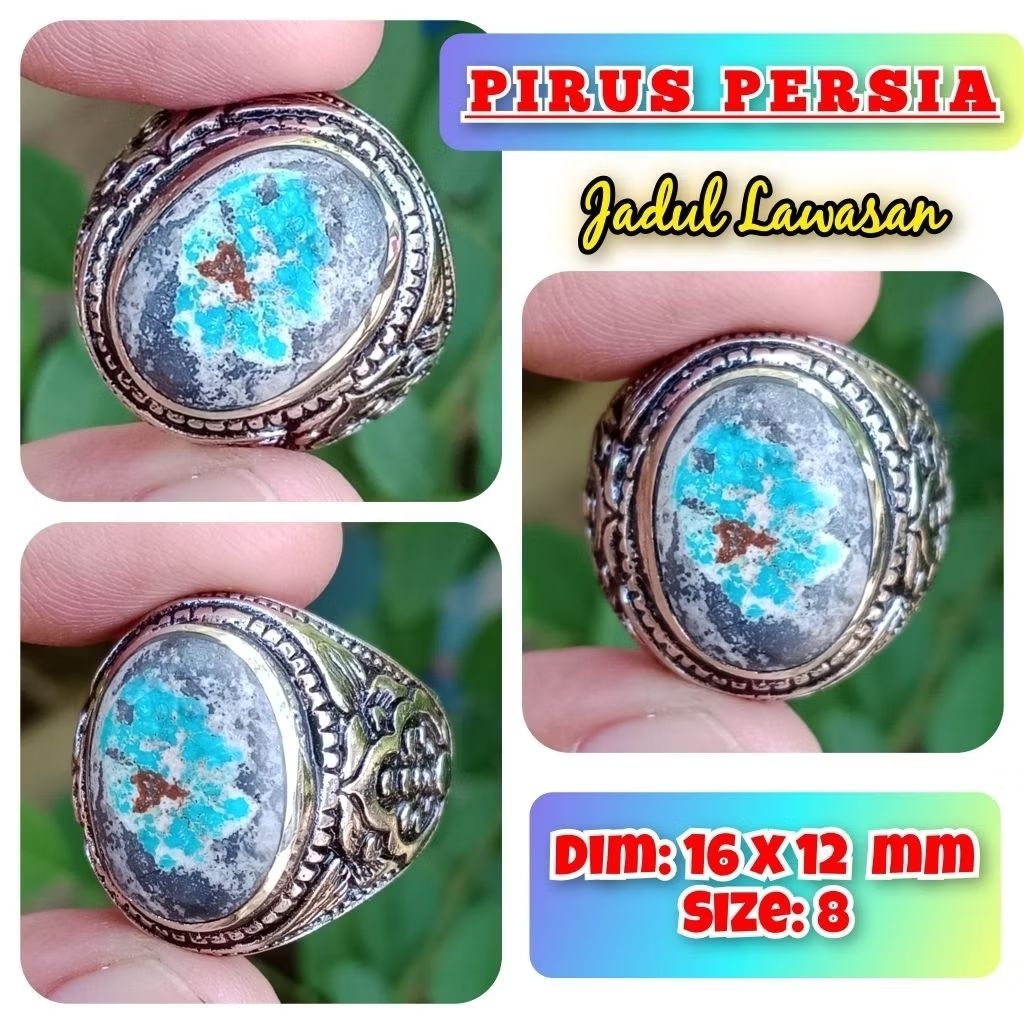 pirus Persia cincin batu akik asli pirus Persia siap pakai.32