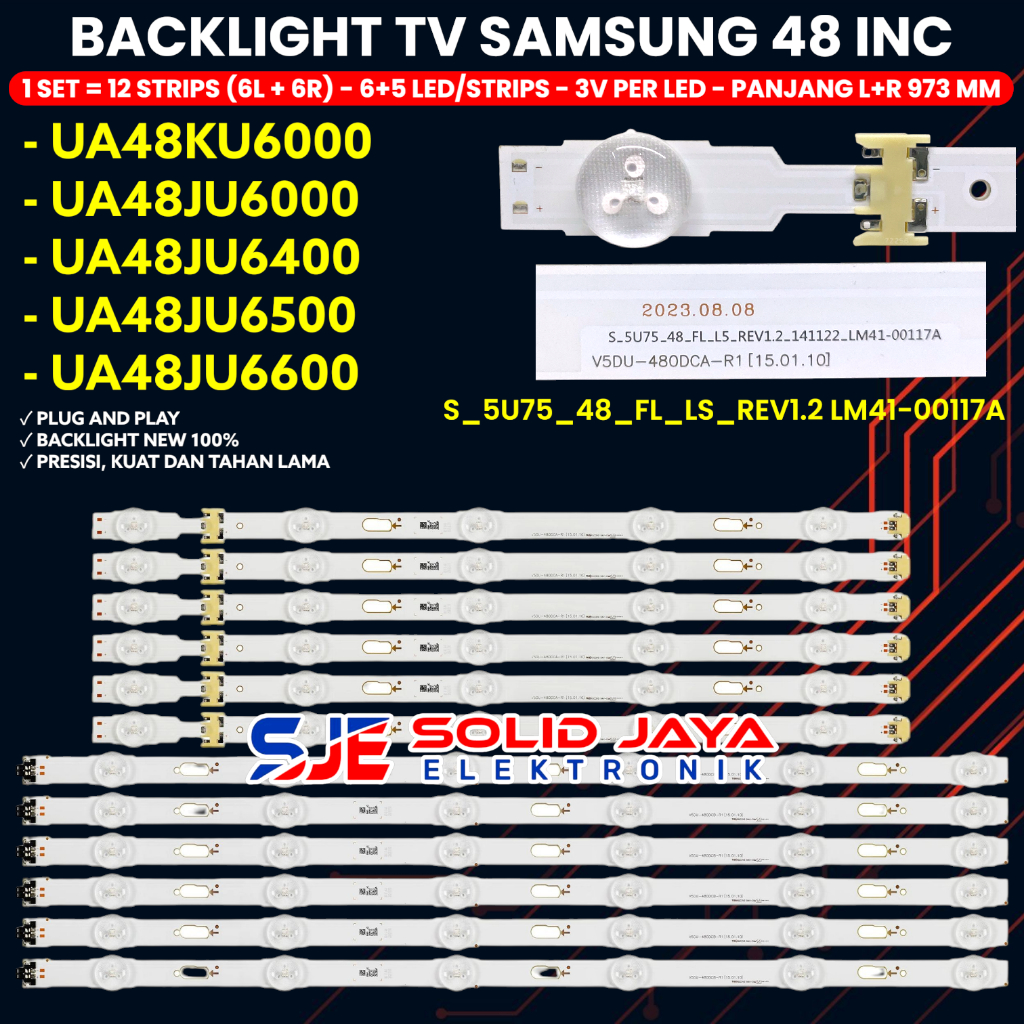 BACKLIGHT TV SAMSUNG 48 INCH UA48KU6000 UA48JU6000 UA48JU6400 UA48JU6500 UA48JU6600 BL LED 48KU 48JU