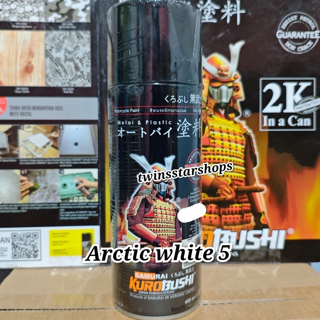 Pilok Pilox Pylox Cat Samurai Arctic White 5 Putih Gading White Glossy Mengkilap 400cc Spray Paint