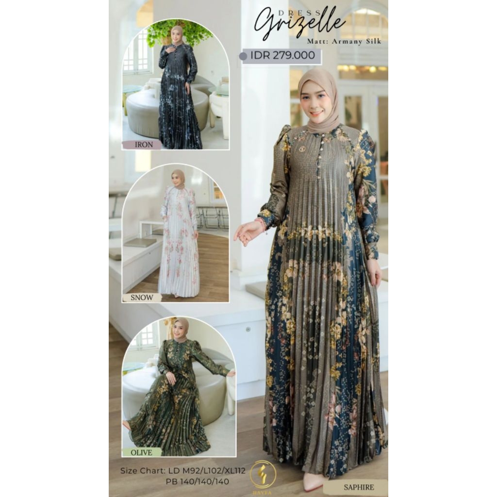 Grizelle dress by hayfa, gamis motif, gamis hayfa,gamis cantik