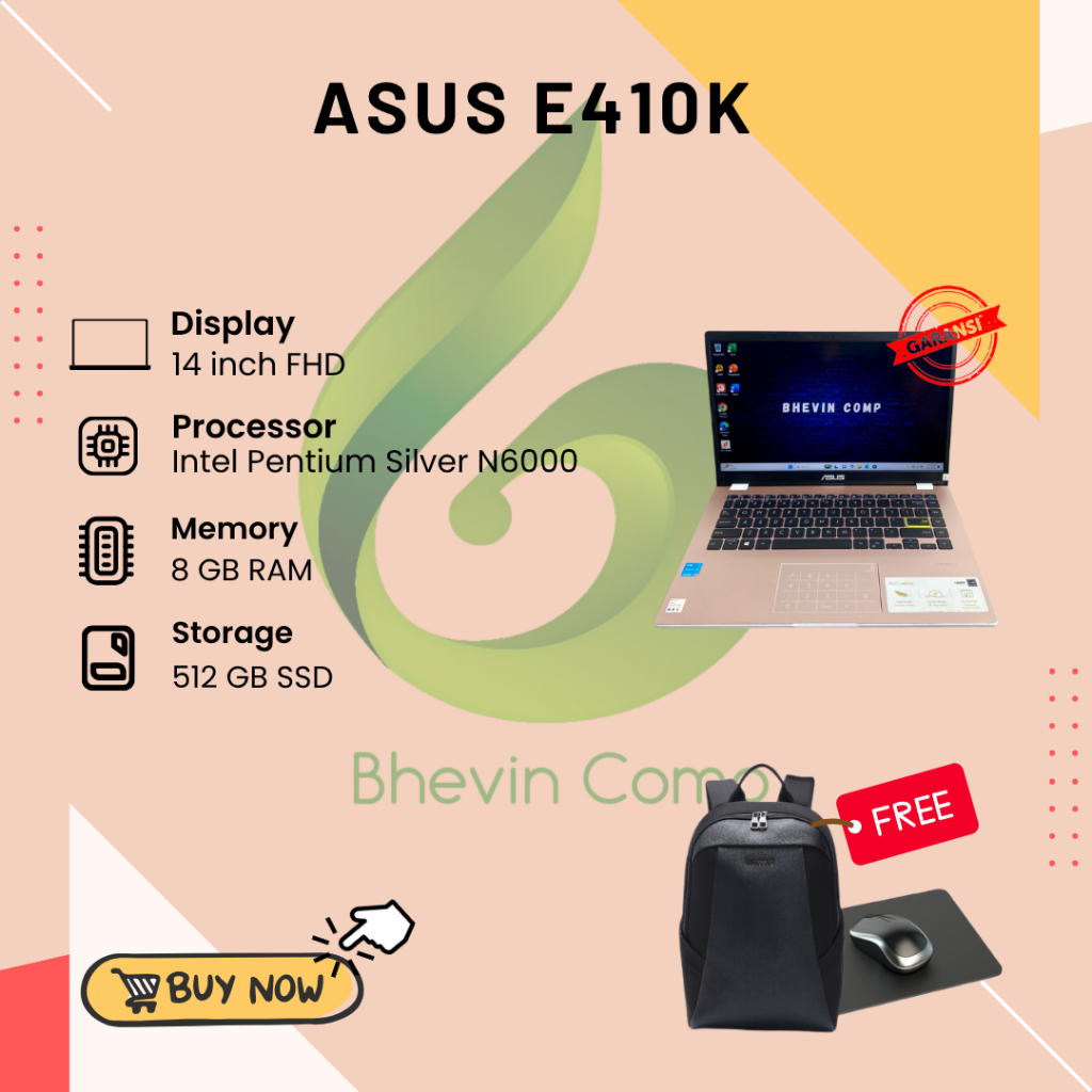 ASUS E410K INTEL PENTIUM SILVER N6000 RAM 8GB SSD 512GB