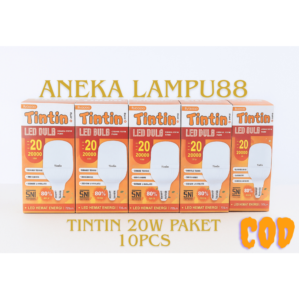 Lampu LED TINTIN 20Watt paket 10pcs -  Bohlam LED 20 Watt - Tintin 20Watt putih