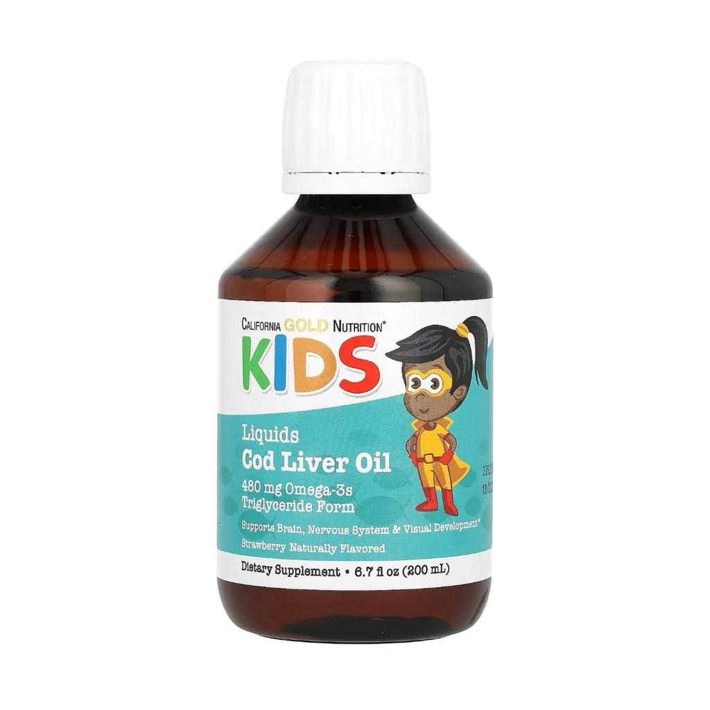 CALIFORNIA GOLD NUTRITION KIDS LIQUIDS COD LIVER OIL 480 MG OMEGA 3 MINYAK IKAN ANAK RASA NATURAL ST