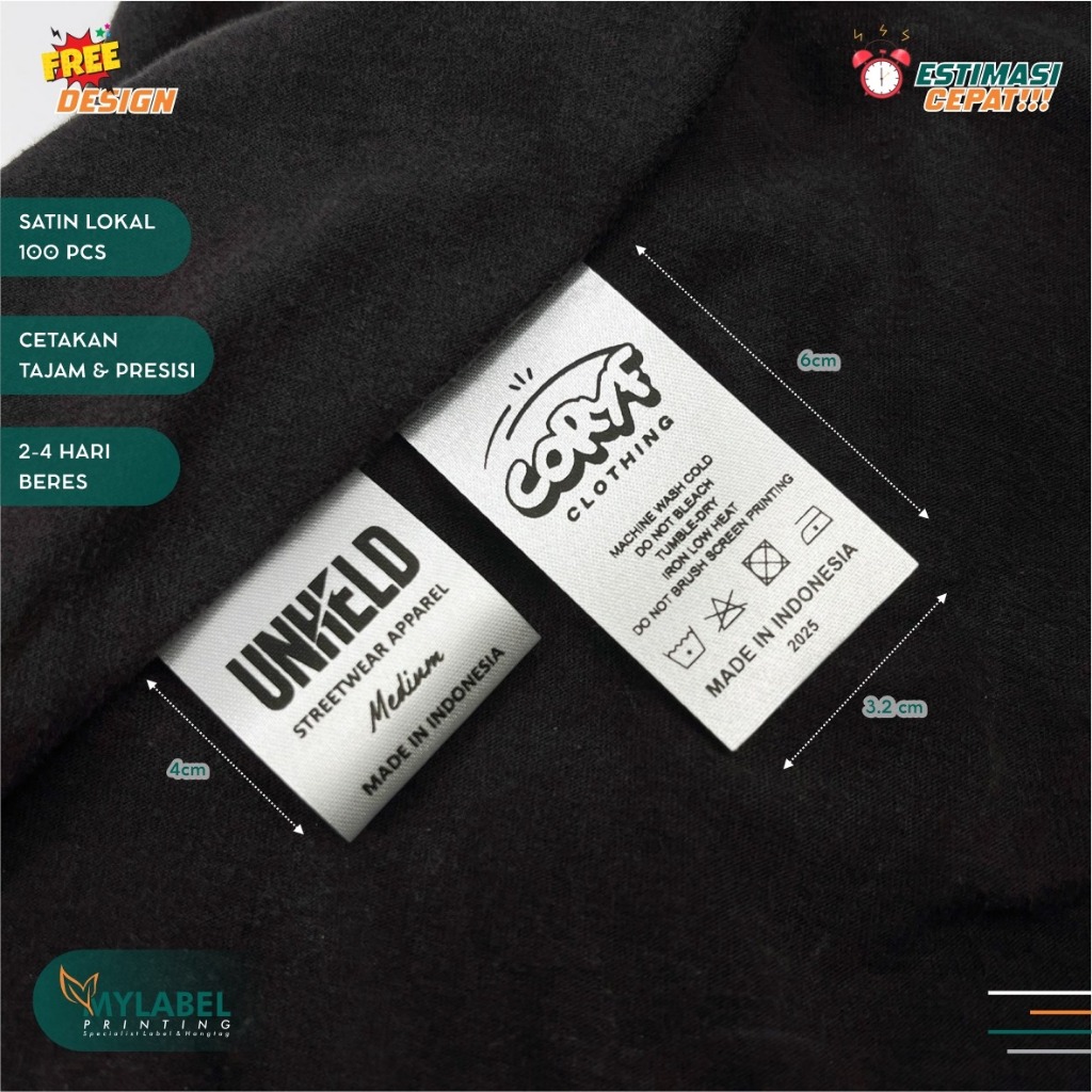 100 label satin printing label satin hijab label satin premium label satin rajut label custom