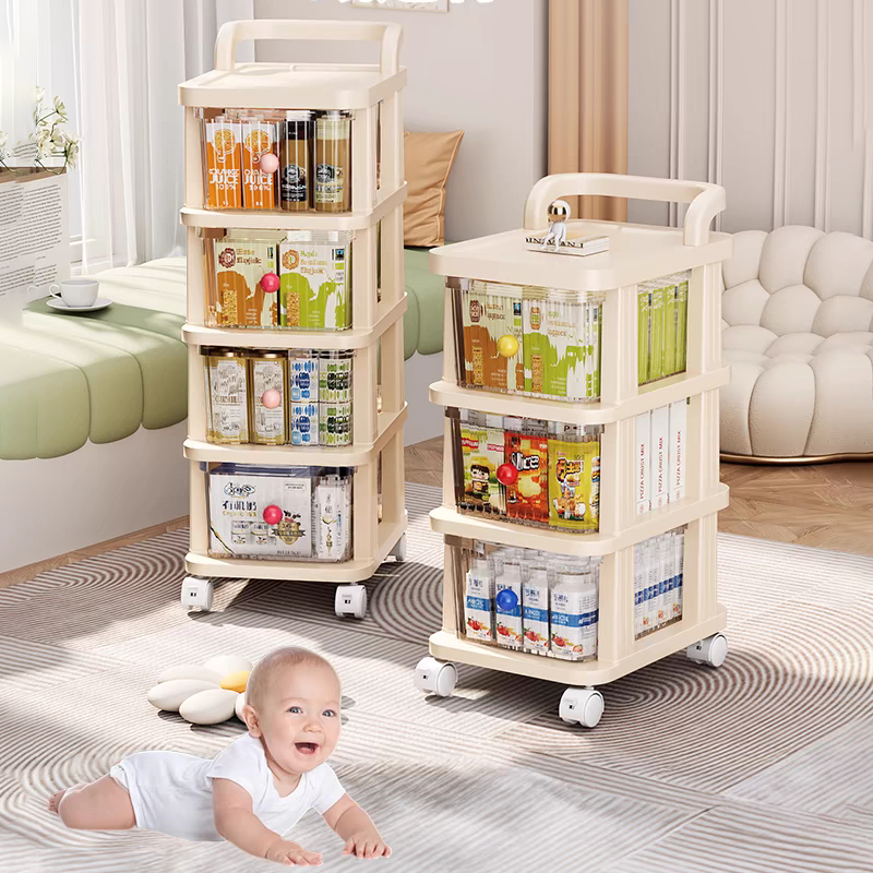 Rak Troli Susun Serbaguna Plastik/Rak Trolley dorong Laci/Rak Troli Produk Bayi ada Roda