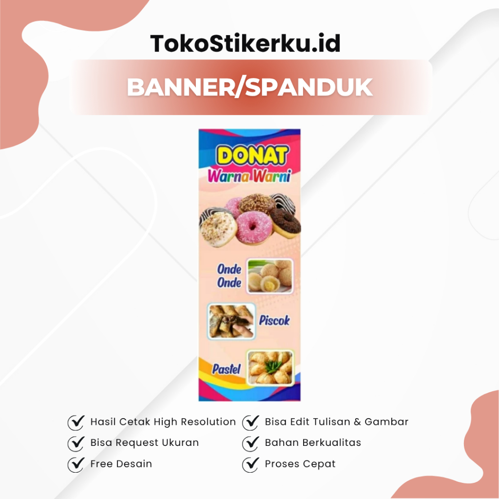 SPANDUK BANNER TOKO KUE, BOLU, JAJANAN PASAR, DONAT, FROZEN FOOD