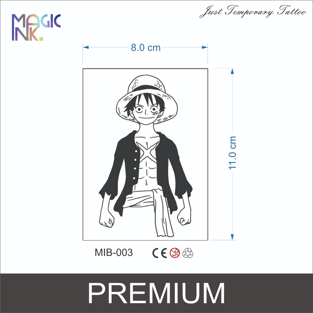 Tattoo Temporary Luffi One Piece Fruit Ink Premium Semi Permanen