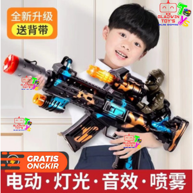 MAINAN PISTOL ARMY BLASTER WATER AR M4 SHOOT GUN ASAP LAMPU MUSIK