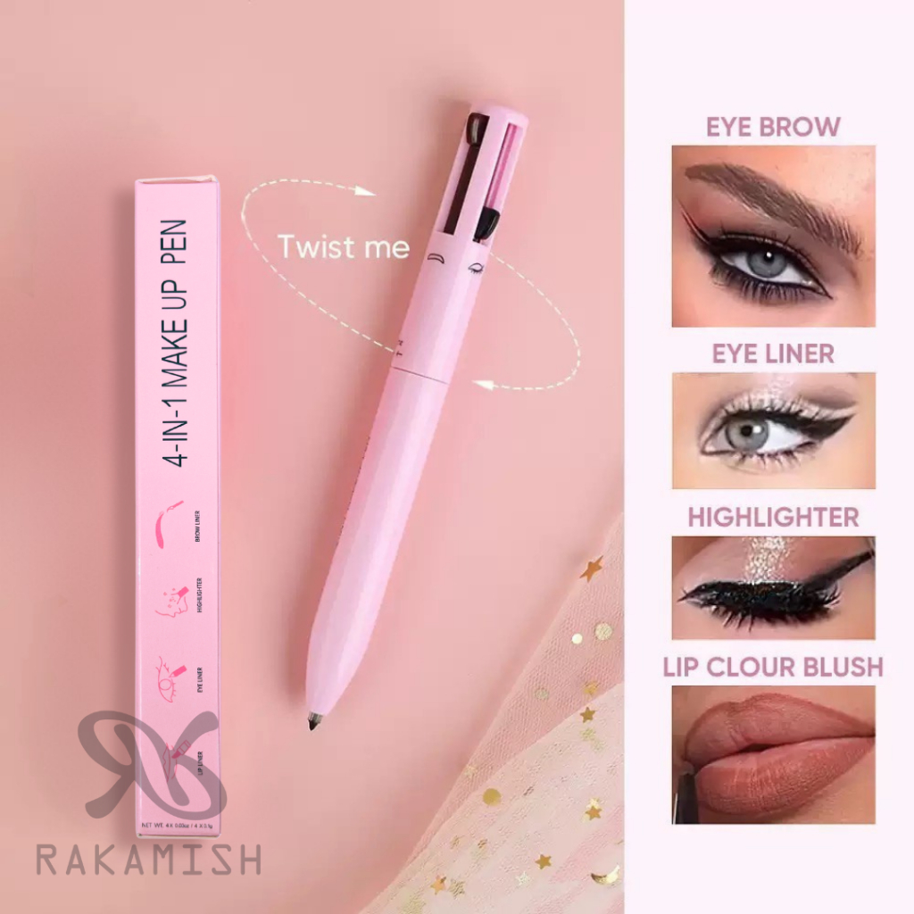 Makeup Pen 4in1 | Touch Up Pen | Easy MakeUp | Eyeliner | Pensil alis | Lipstik | Highlighter | Eyeb