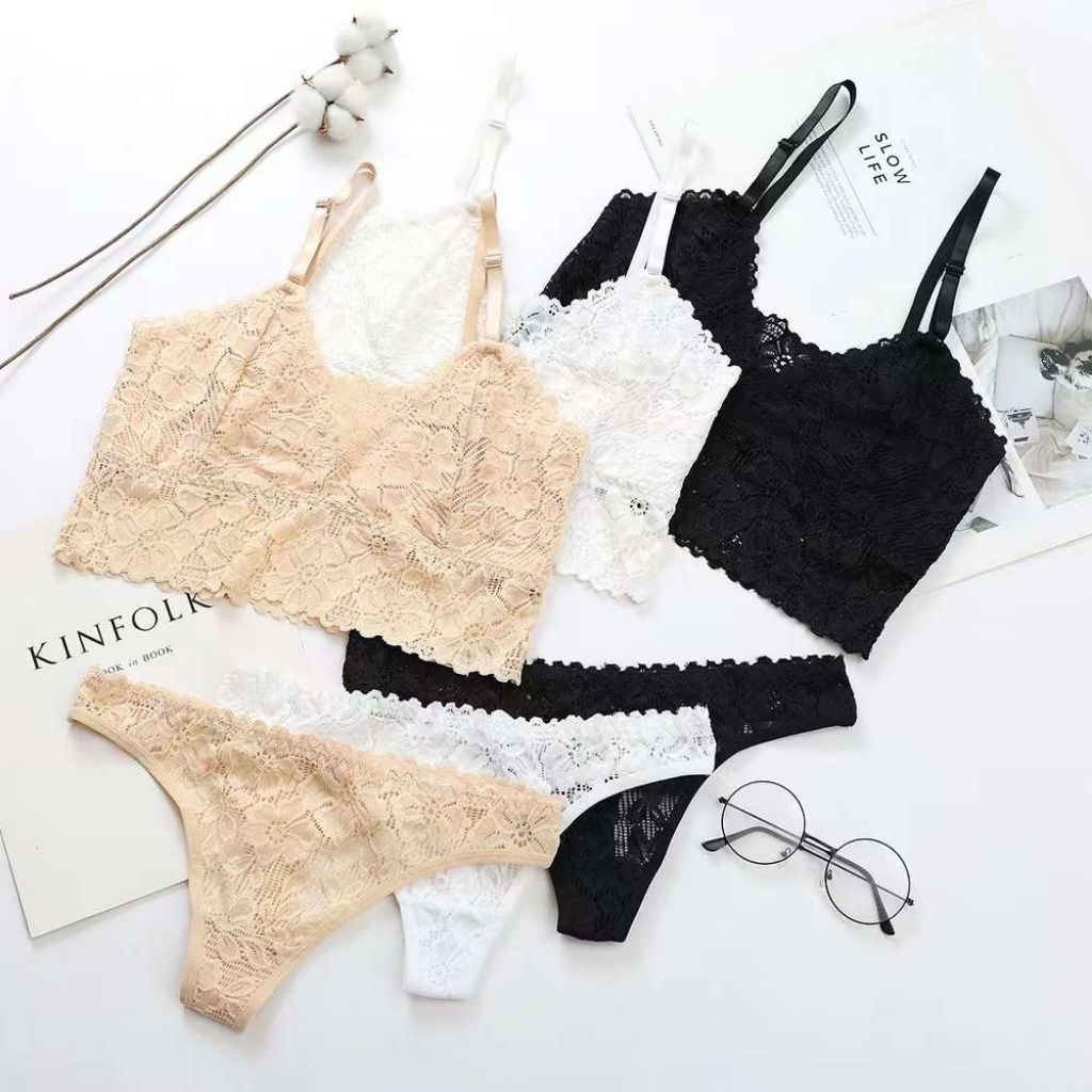 Bra set ( Bh+cd ) Wanita ,Tanpa kawat,tanpa busa, lembut nyaman stretch (7366)