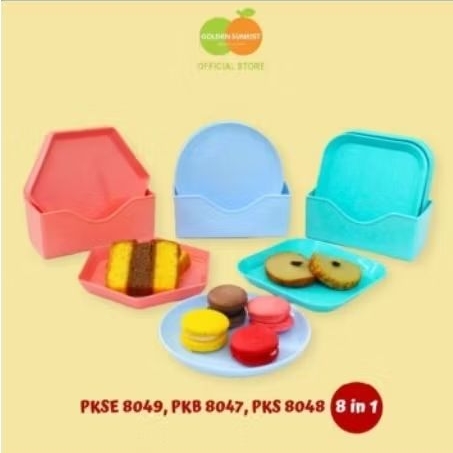PIRING SNACK KUE GOLDEN SUNKIST | TEMPAT BUAH, CEMILAN, SET ISI 8 PCS | PIRING PLASTIK SERBAGUNA