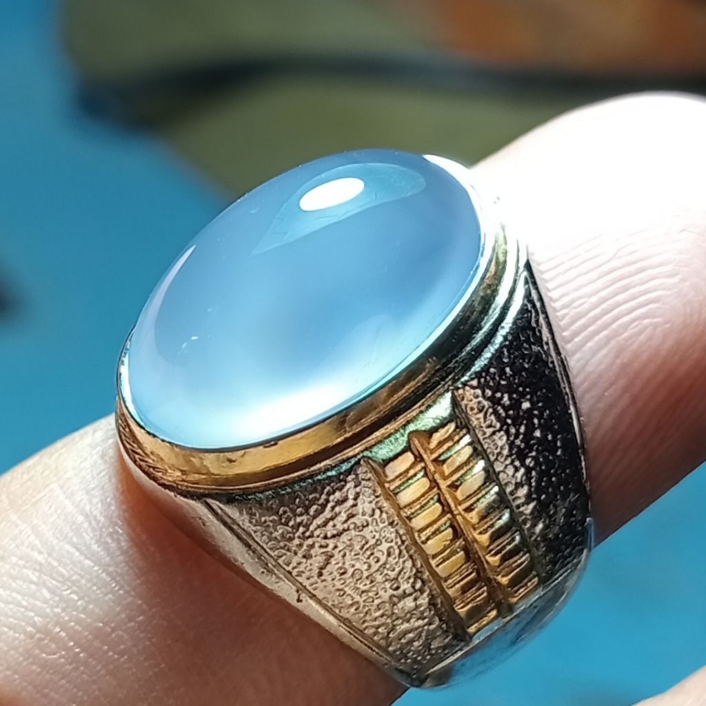 Cincin Batu Spirtus Baturaja - Biru Langit Baturaja Kristal. Bukan Batu Kalimaya