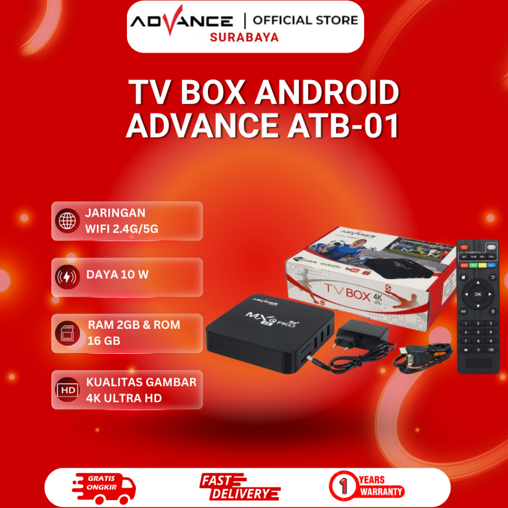 TV BOX Android ADVANCE ATB-01 Mxq Pro 4K Support Wifi 2+16GB