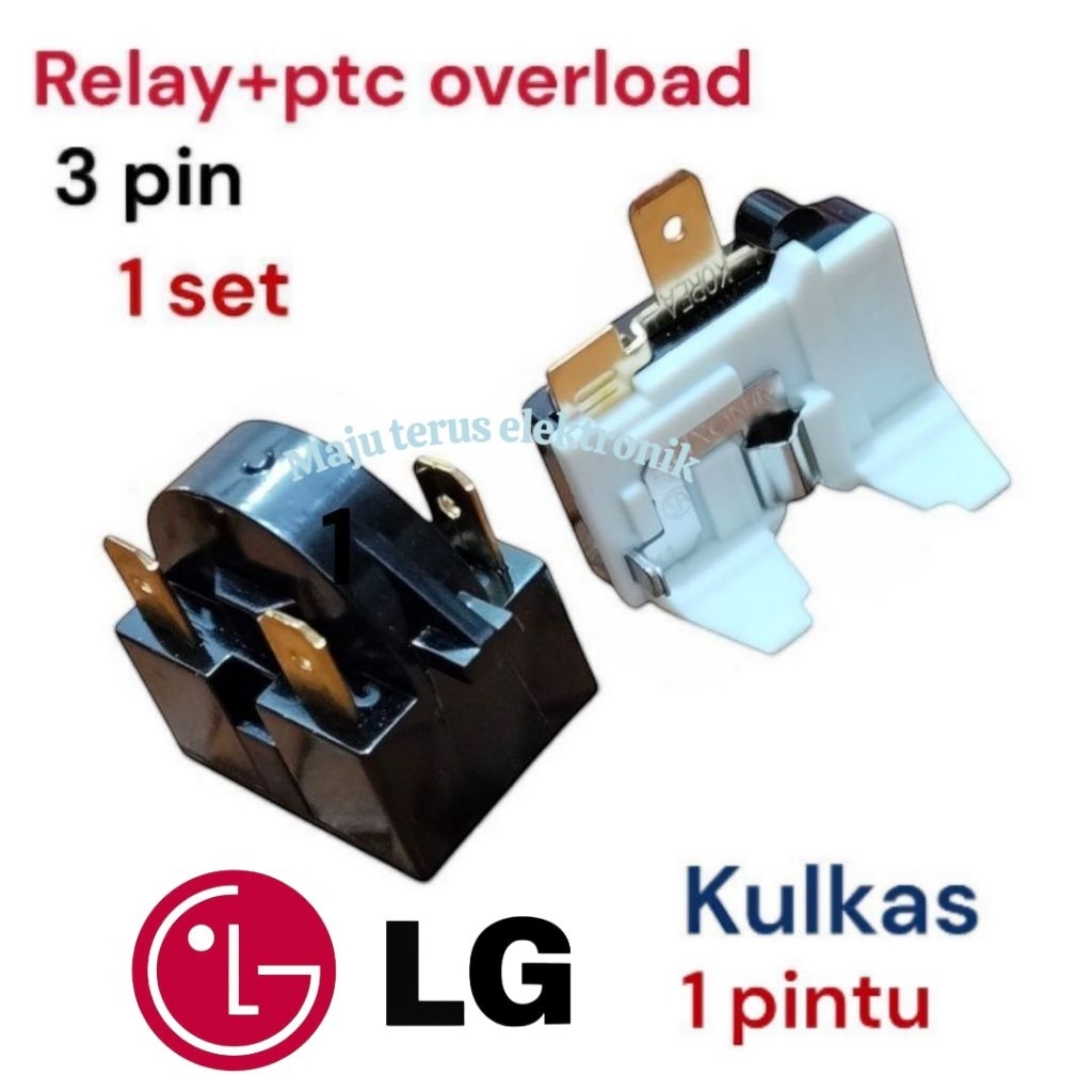 Relay 3 pin+ ptc overload kulkas LG 1 pintu/merk LG