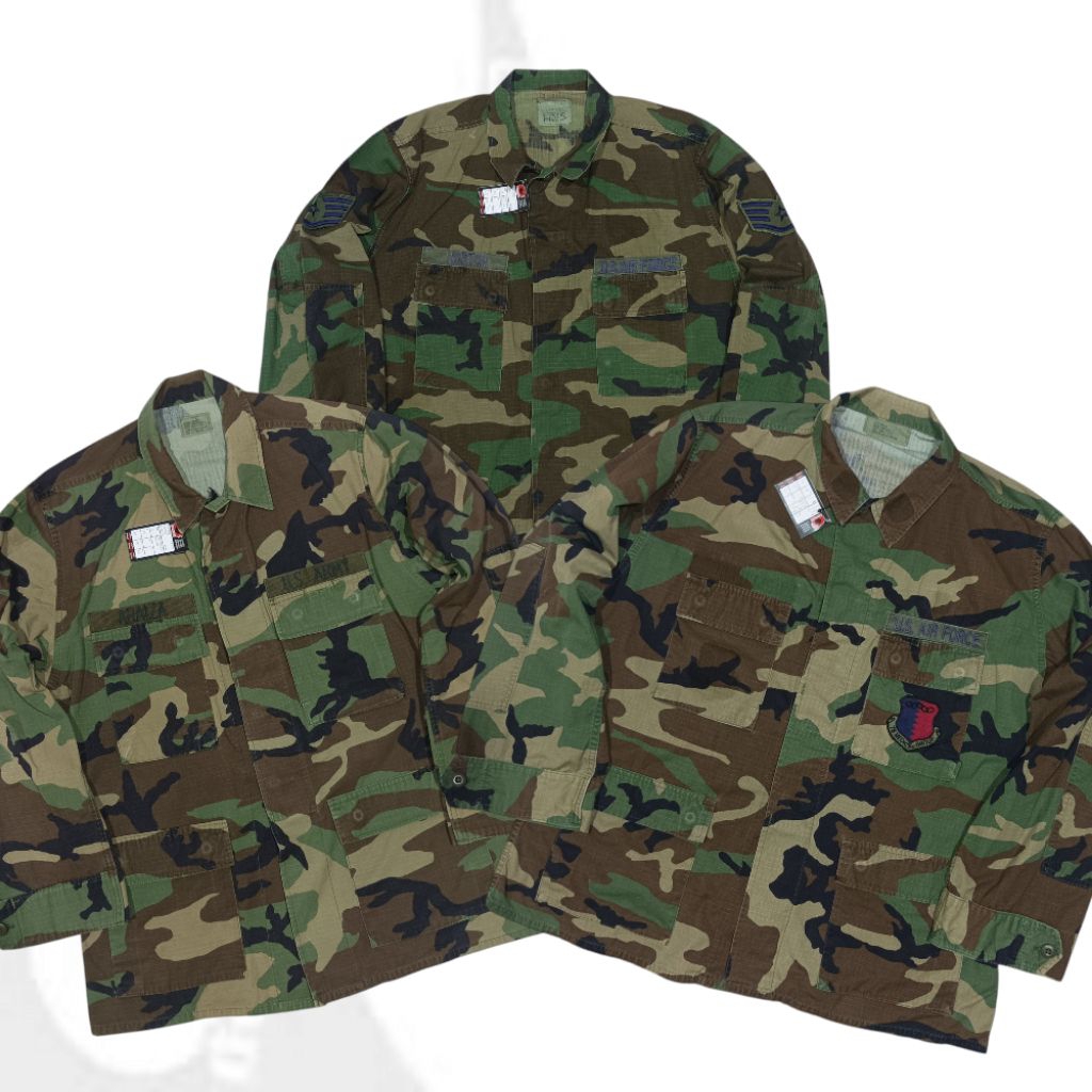 vintage kemeja bdu woodland us army air force patches medium large