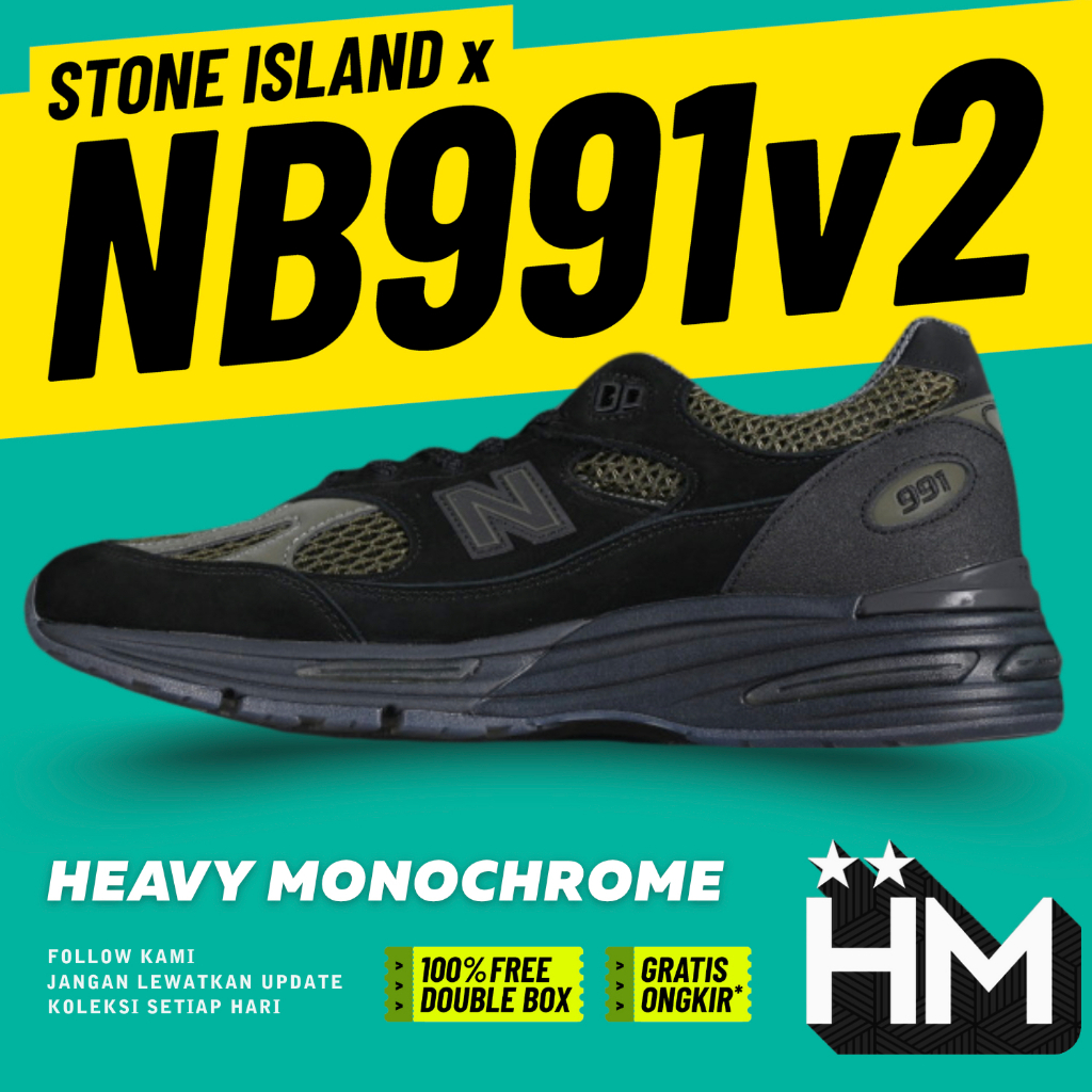 NB Balance 991v2 MiUK Stone Island Black Sneaker U991SD2 (Size 36-46.5)