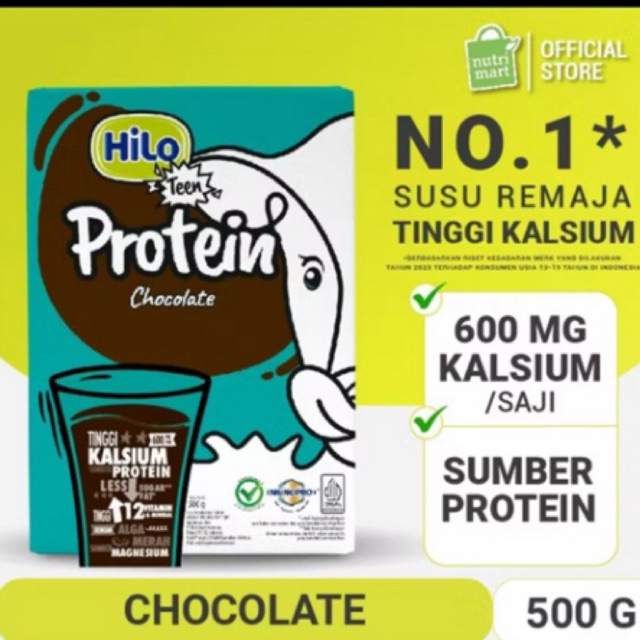 Hilo Teen Coklat 500gr|Susu Protein Tinggi Kalsium Rendah Lemak