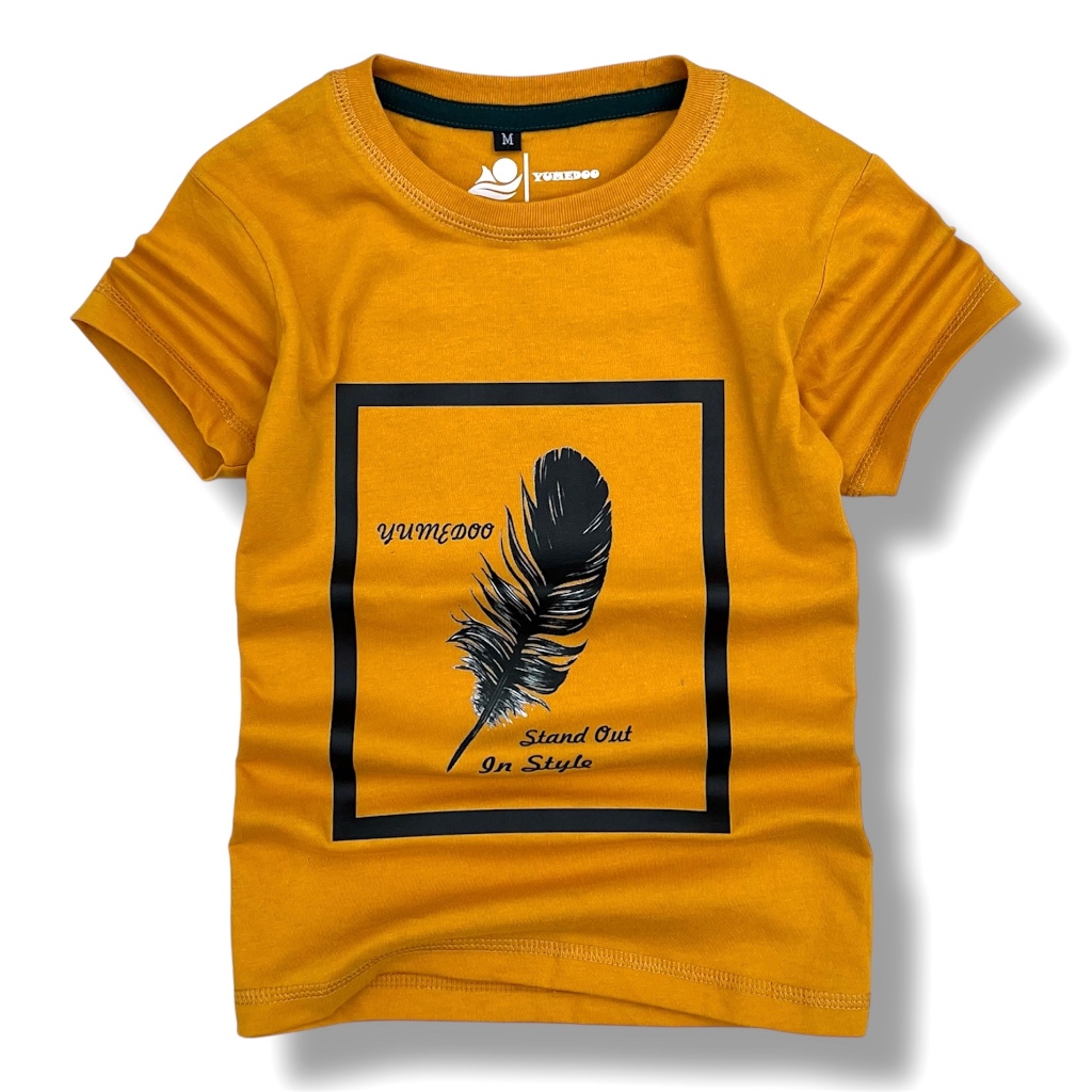 Yumedoo Baju Kaos Anak Distro Usia 1-12 Tahun Lengan Pendek Warna Mustard
