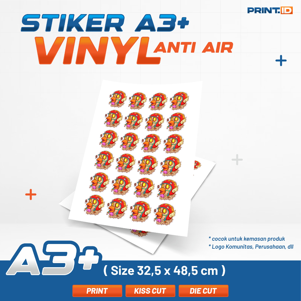 CETAK STIKER CUSTOM VINYL A3+ Sticker Label Chromo / Sticker Label Kertas / Stiker Vinyl ( CETAK & C
